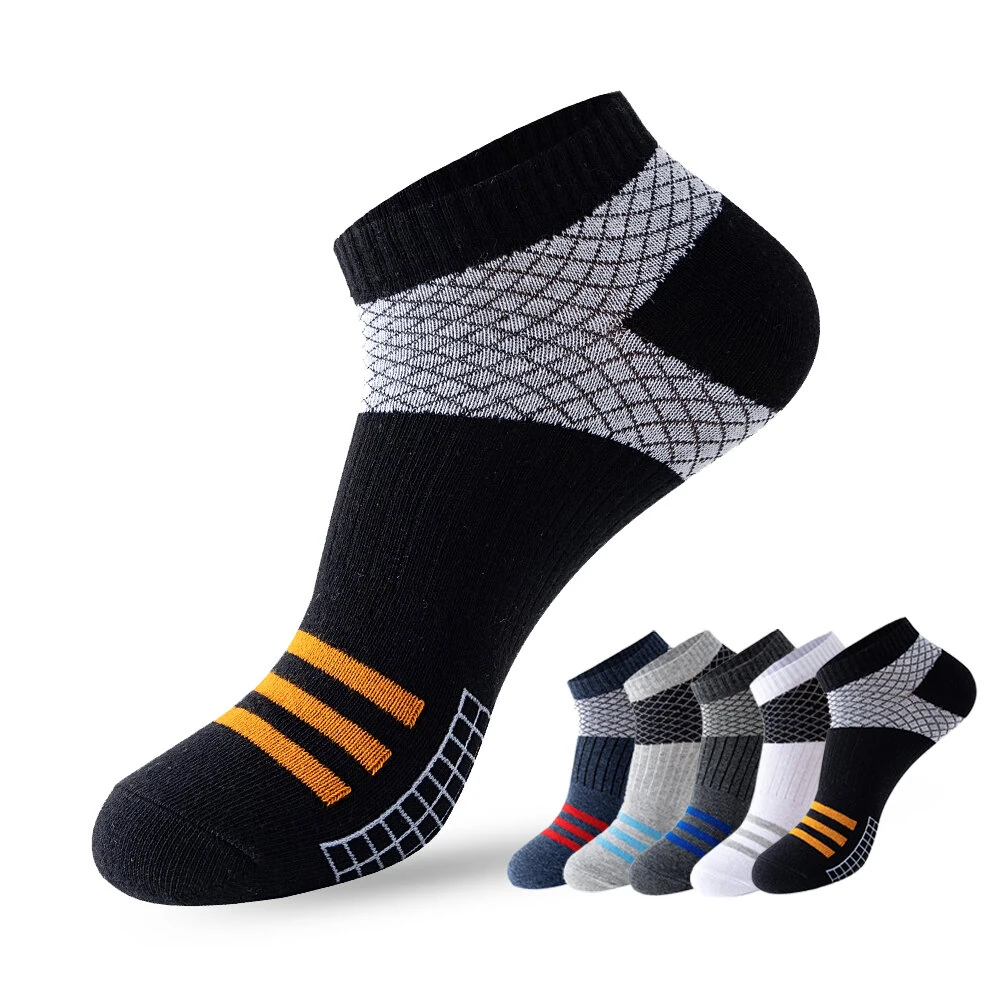 5 Pairs Low Cut Men Socks Breathable Sports Socks Cotton Blend Mens Ankle Socks Anti Odor & Sweat Absorption Short Socks, For Spring Summer Autumn (image for) 5 Pairs Low Cut Men Socks Breathable Sports Socks Cotton Blend Mens Ankle Socks Anti Odor & Sweat Absorption Short Socks, For Spring Summer Autumn