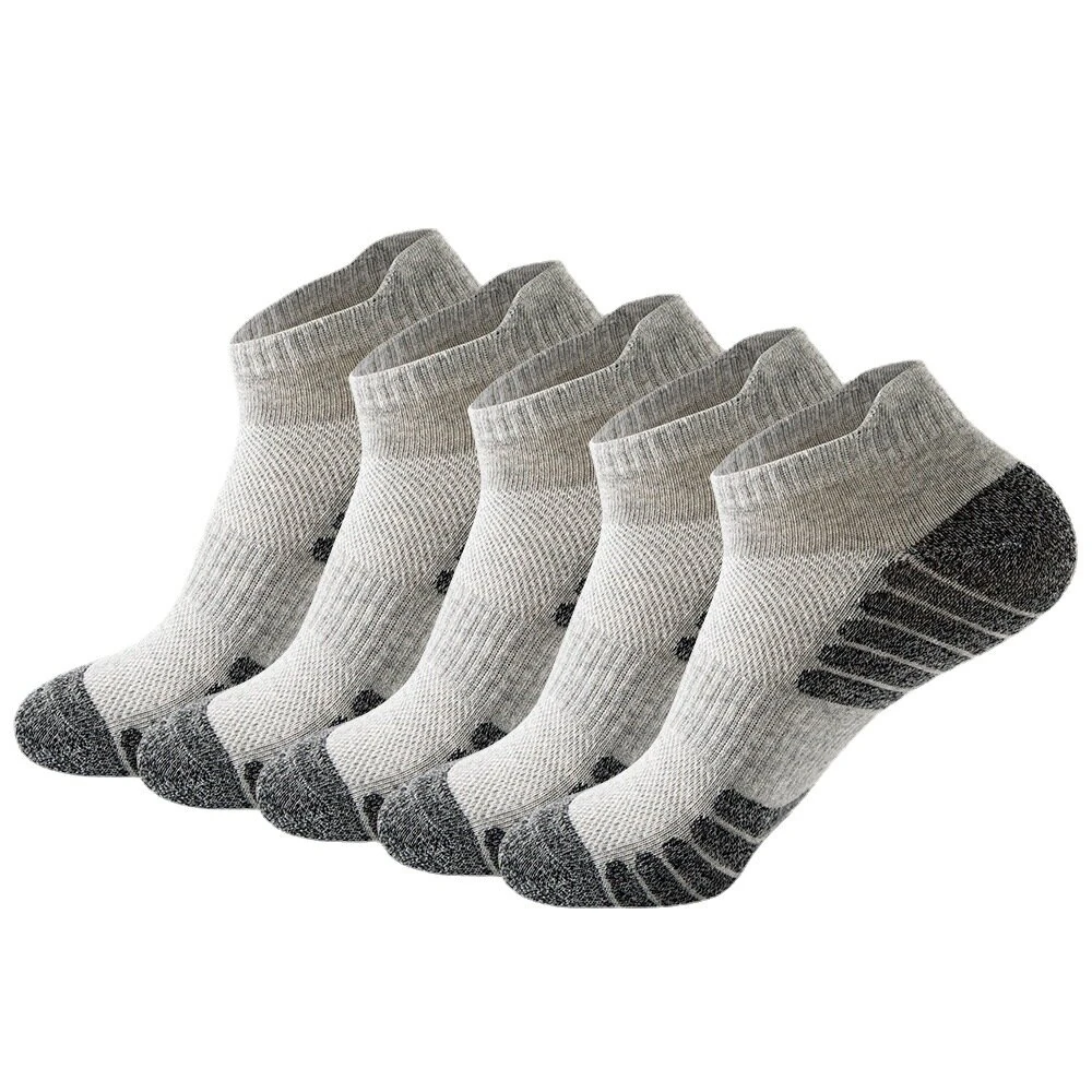 5 Pairs Sports Socks Men's Short Socks Sweat-absorbent Breathable Mesh Athletic Ankle Socks Casual Thin Section Cotton Socks Size 38-45 (image for) 5 Pairs Sports Socks Men's Short Socks Sweat-absorbent Breathable Mesh Athletic Ankle Socks Casual Thin Section Cotton Socks Size 38-45