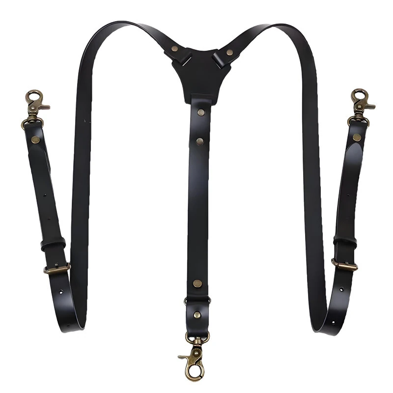 Men's PU Leather Suspenders Retro Style Y back Adjustable Belt Loop 3 Snap Hooks Belt Mens Trousers Braces (image for) Men's PU Leather Suspenders Retro Style Y back Adjustable Belt Loop 3 Snap Hooks Belt Mens Trousers Braces