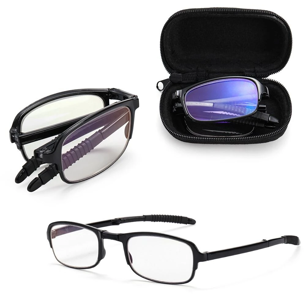 TR90 Folding Reading Glasses with Zipper Case Unisex Portable Lightweight Presbyopic Eyeglasses Readers Eyewear +1.5 ~ 3.5 (image for) TR90 Folding Reading Glasses with Zipper Case Unisex Portable Lightweight Presbyopic Eyeglasses Readers Eyewear +1.5 ~ 3.5
